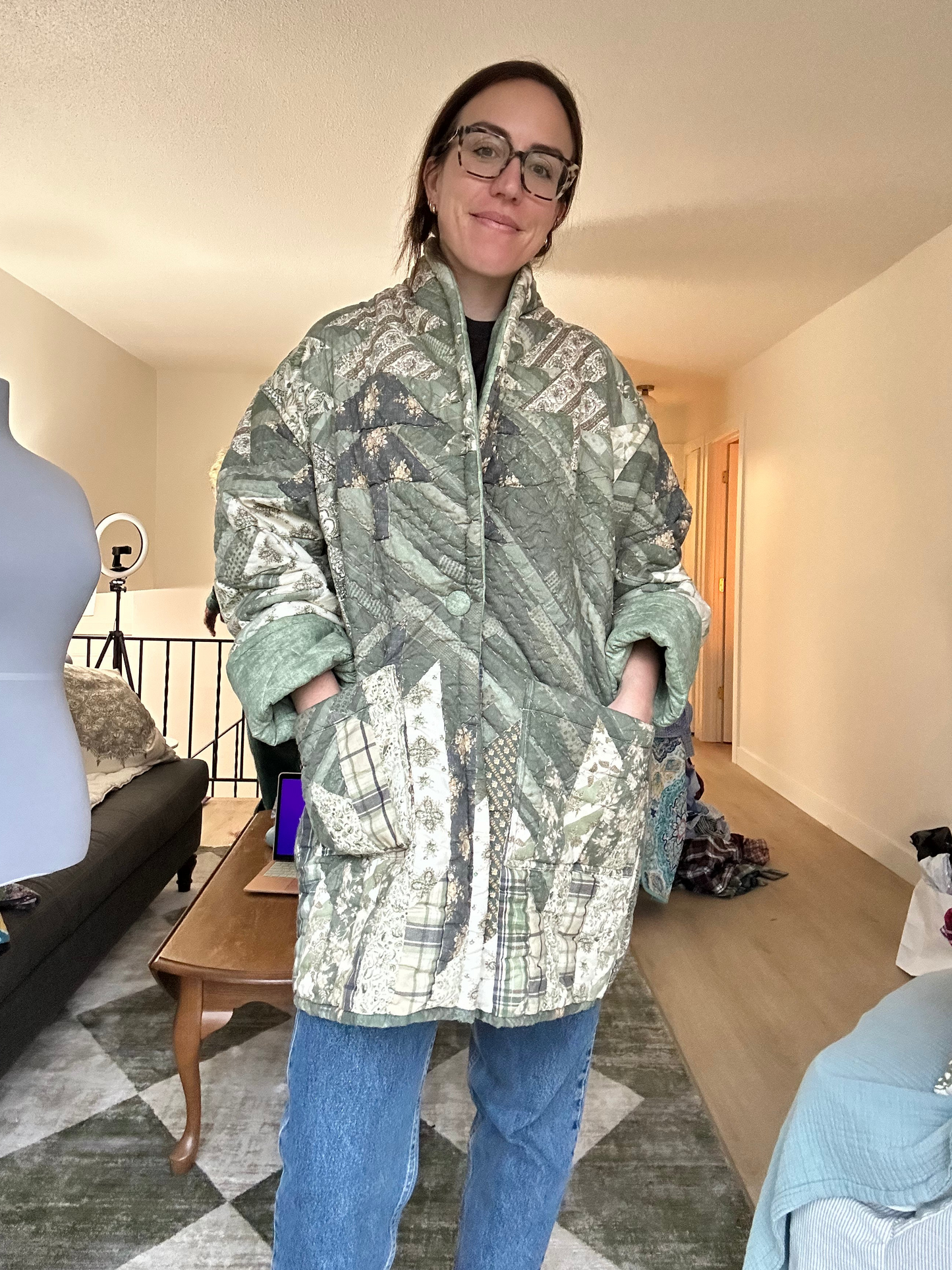 M/L Quilt Jacket - Green Forest
