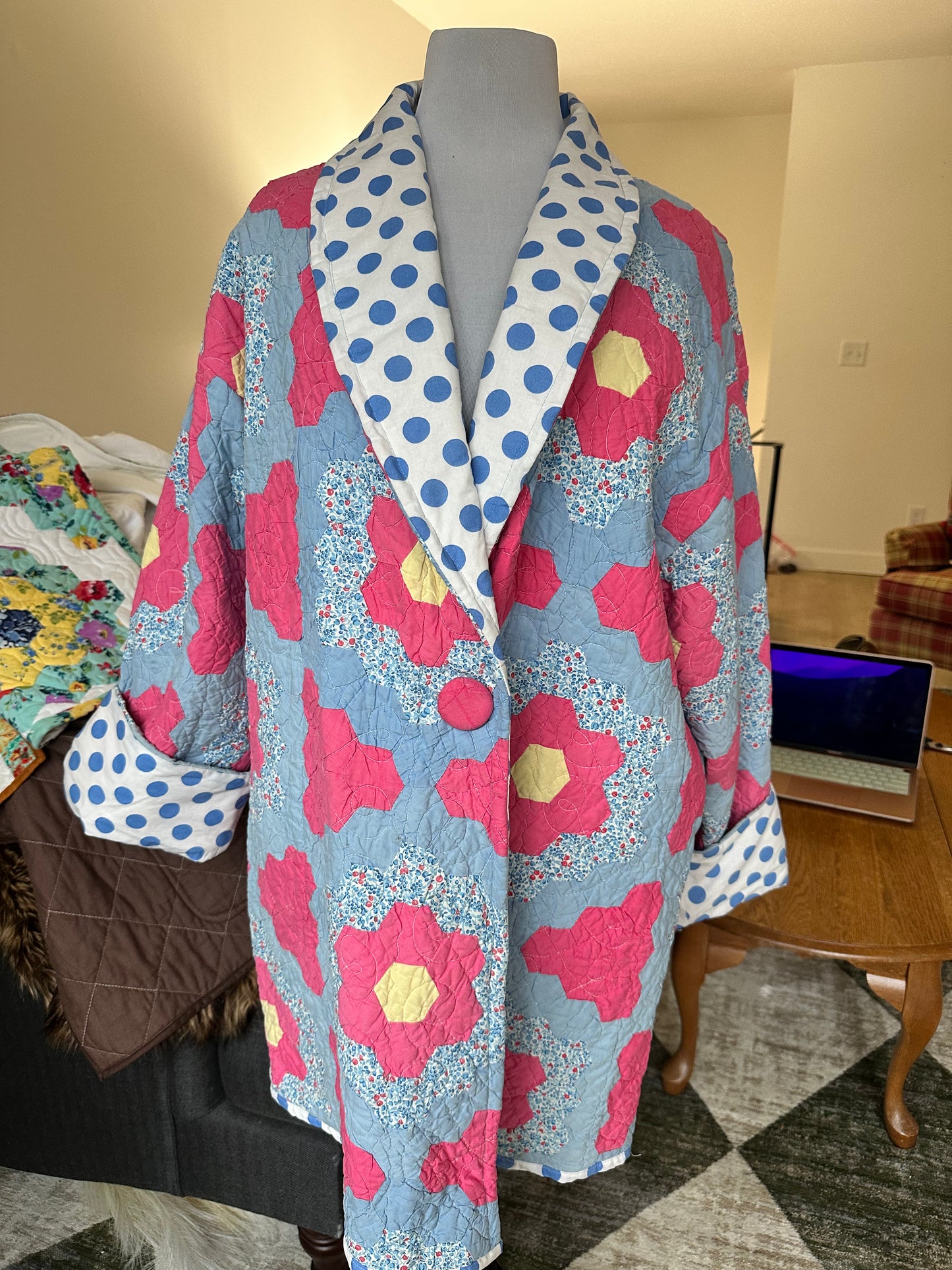 M/L Quilt Jacket - Vintage Pink and Blue